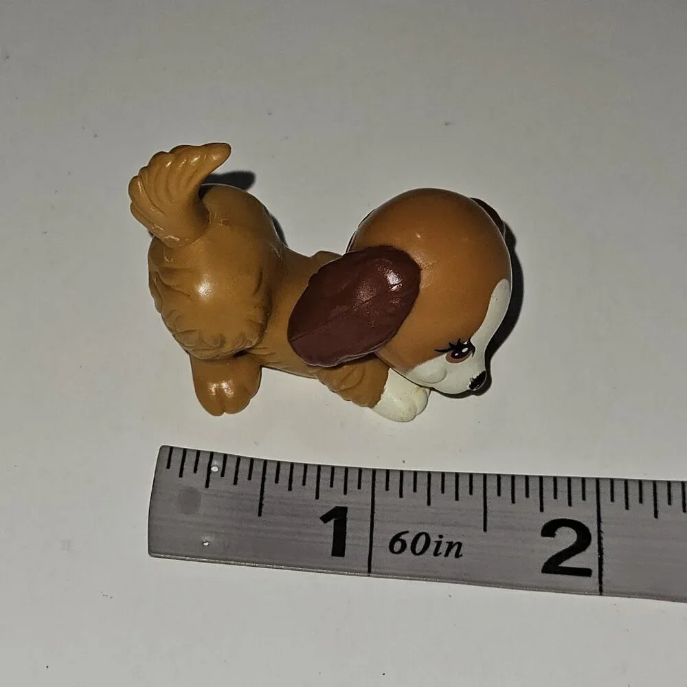 Littlest Pet Shop Brown White Playful Puppy Dog Figure Moving Head Kenner 1992